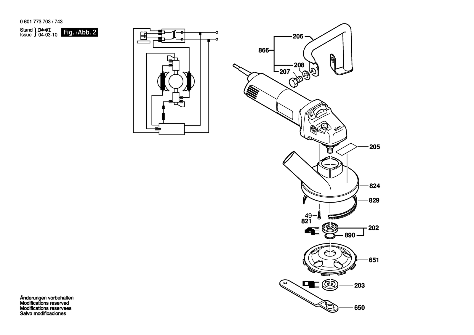 Bosch GBR 14 CA parts diagram, sheet 2