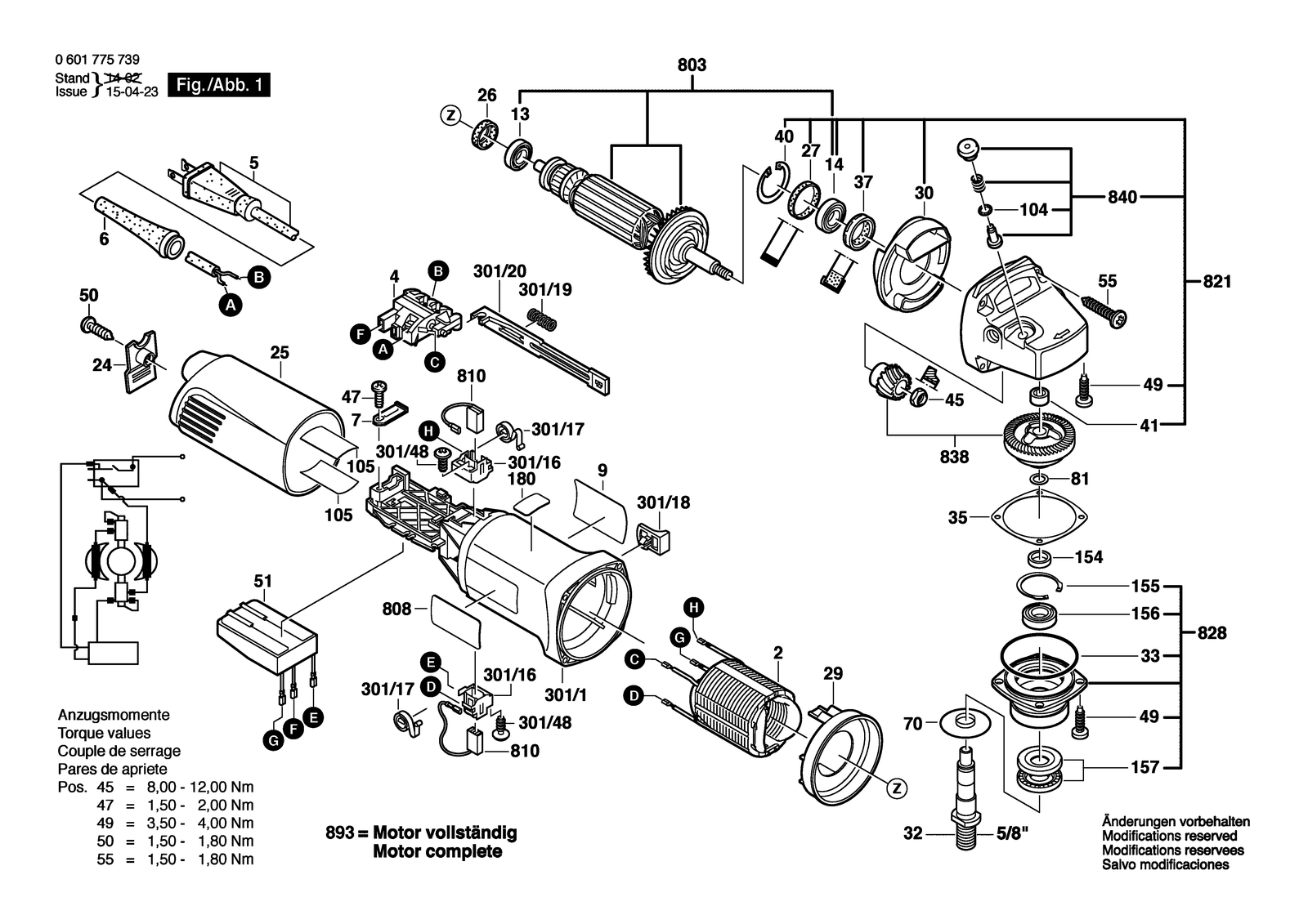 Bosch 1775 E parts diagram, sheet 1