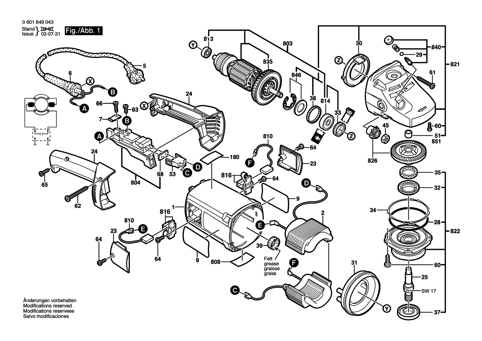 Bosch GWS 20-180 H parts diagram, sheet 1