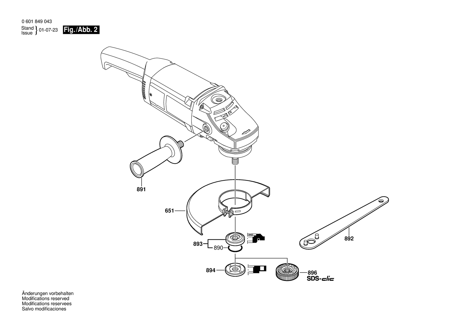 Bosch GWS 20-180 H parts diagram, sheet 2