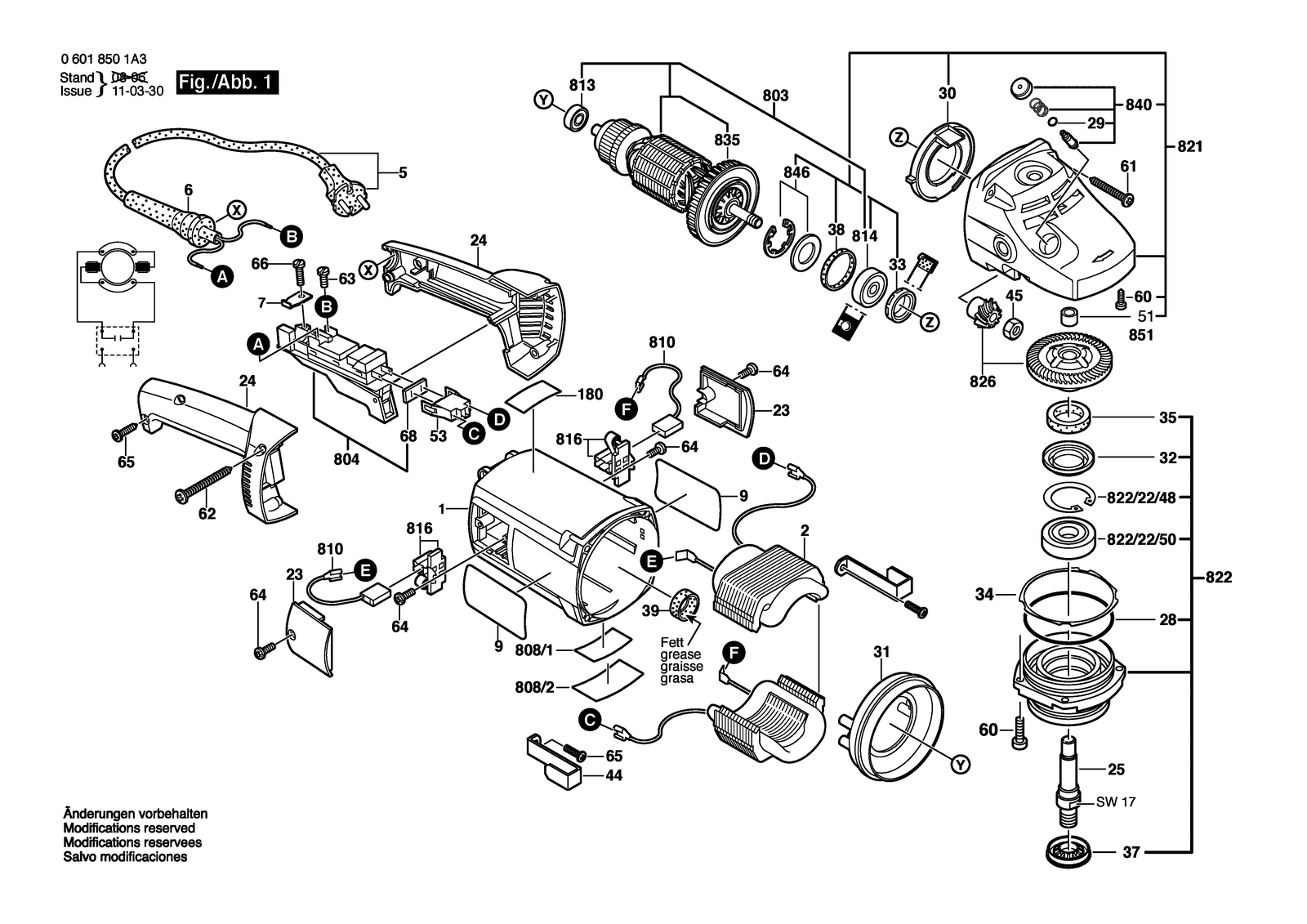 Bosch GWS 20-180 parts diagram, sheet 1
