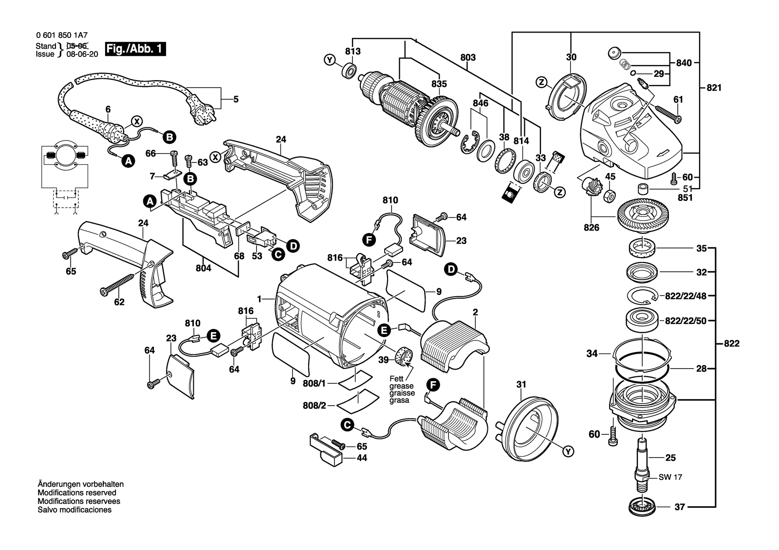 Bosch GWS 20-230 parts diagram, sheet 1