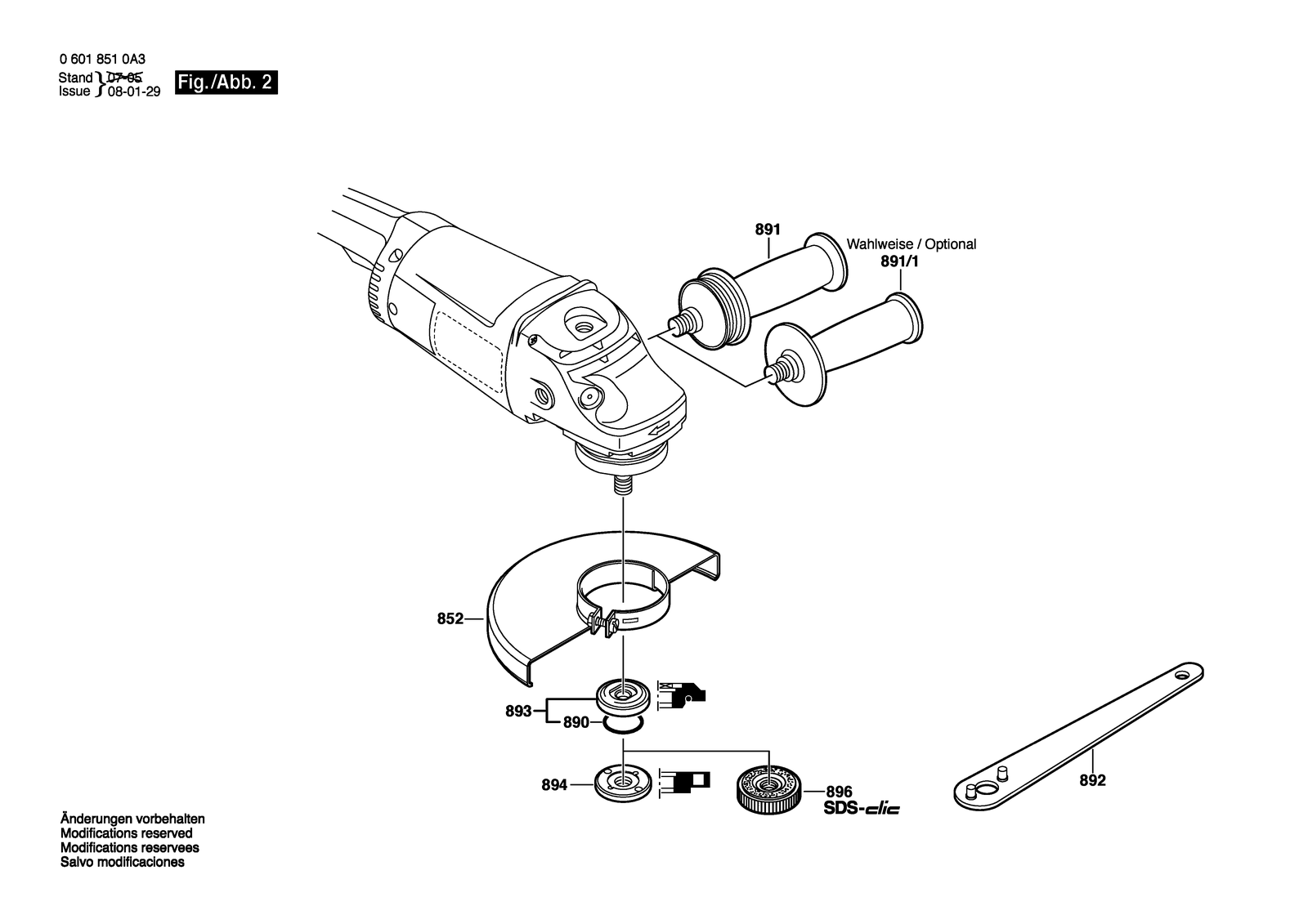 Bosch GWS 21-180 H parts diagram, sheet 2