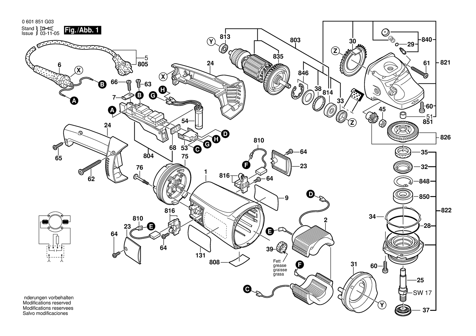 Bosch GWS 21-230 JHV parts diagram, sheet 1