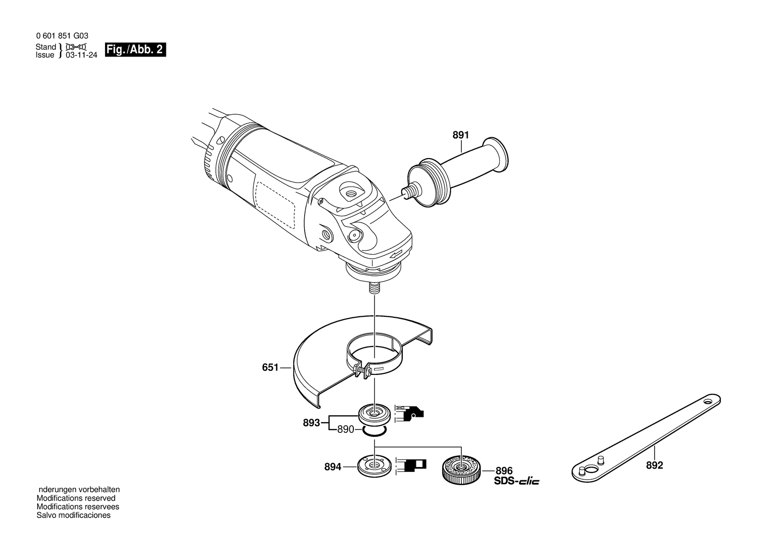 Bosch GWS 21-230 JHV parts diagram, sheet 2
