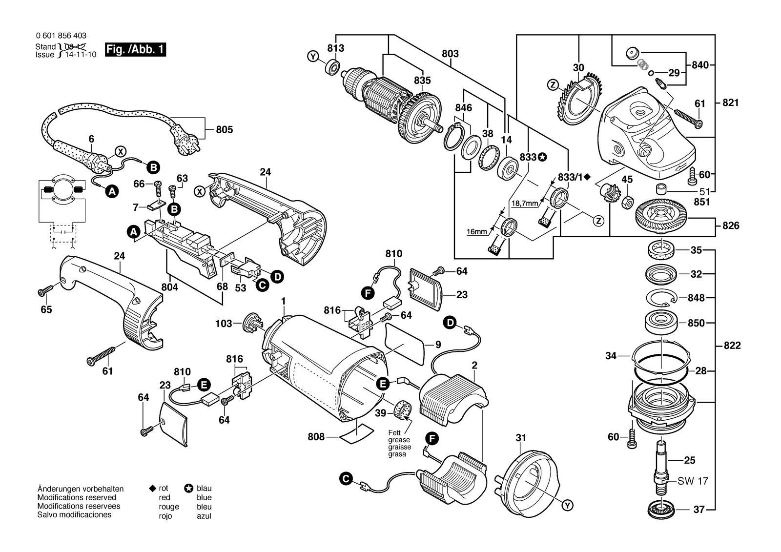 Bosch GWS 26-230 H parts diagram, sheet 1