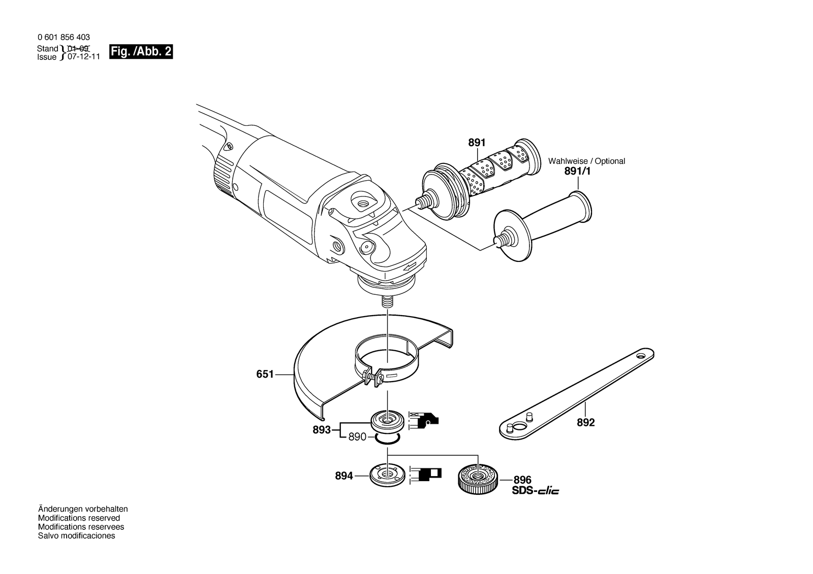 Bosch GWS 26-230 H parts diagram, sheet 2