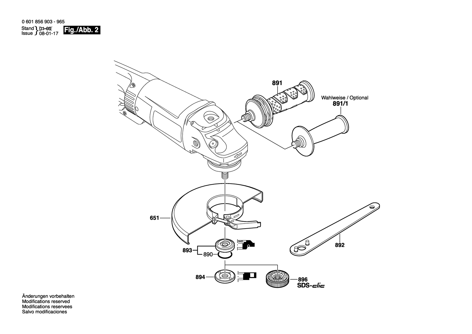 Bosch GWS 26-230 JB parts diagram, sheet 2
