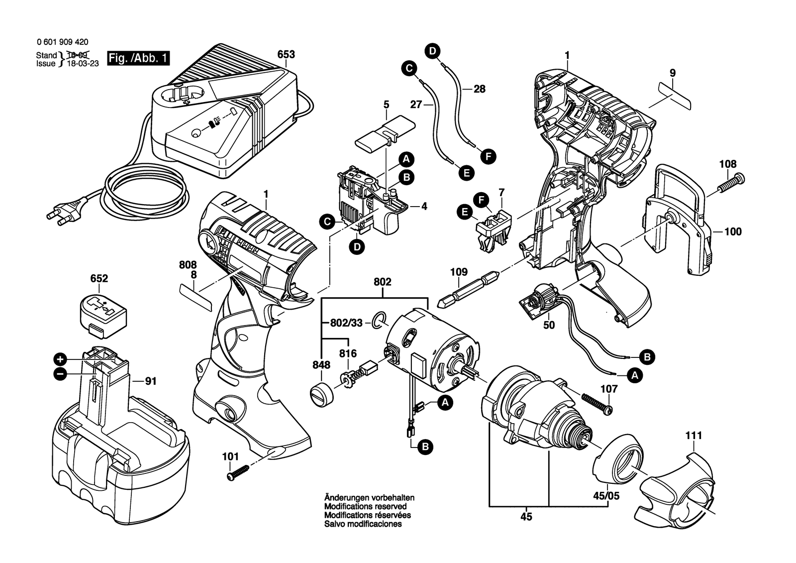 Bosch GDR 14,4 V parts diagram, sheet 1