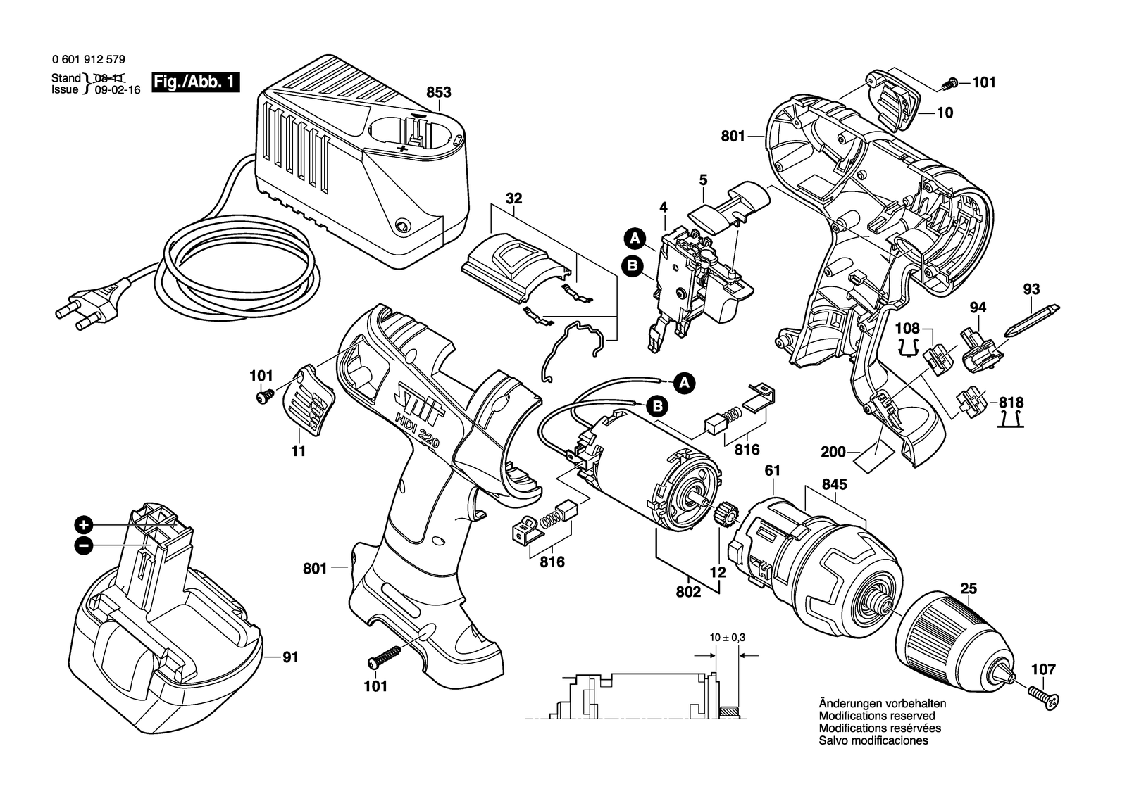 Bosch HDI 220 parts diagram, sheet 1