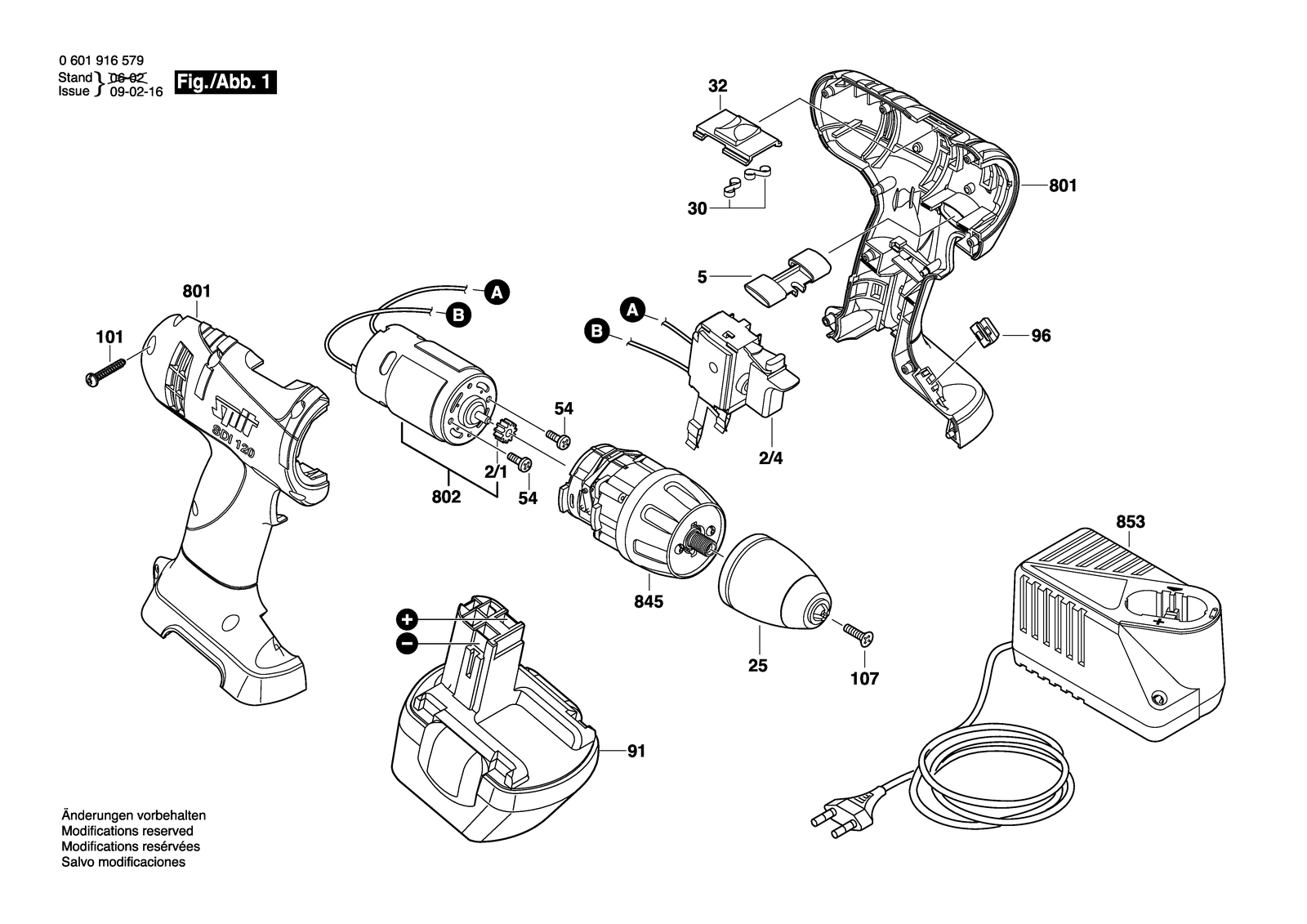 Bosch SDI 120 parts diagram, sheet 1