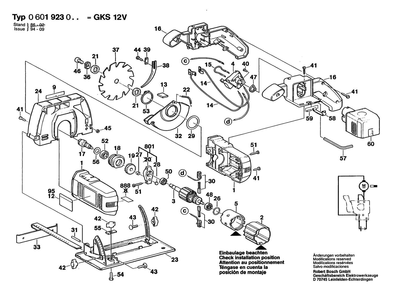 Bosch GKS 12 V parts diagram, sheet 1