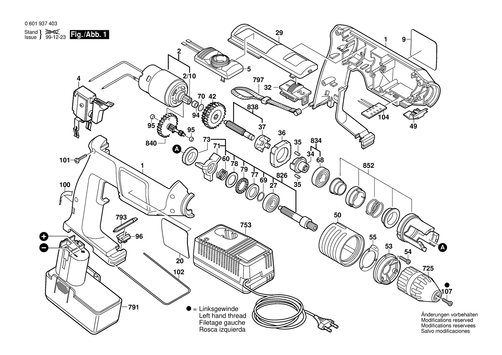 Bosch GSB 12 VSP-2 parts diagram, sheet 1
