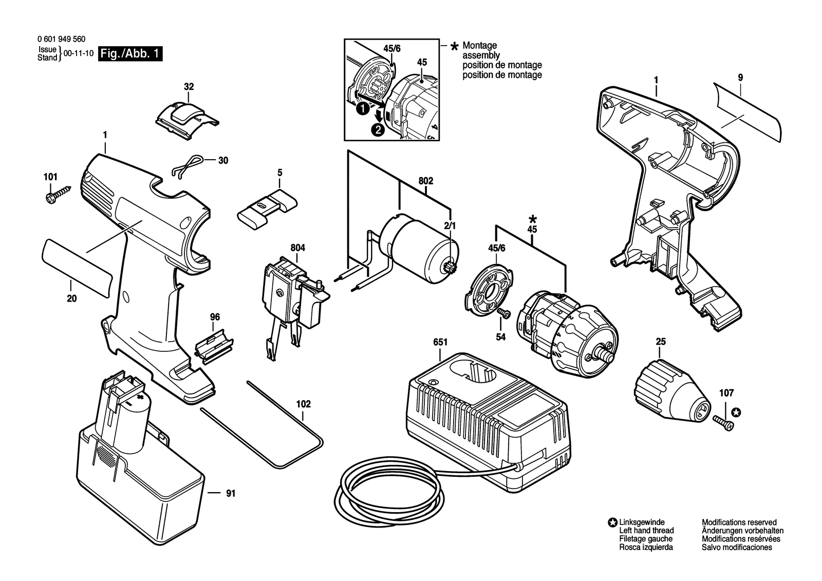Bosch 3105 parts diagram, sheet 1