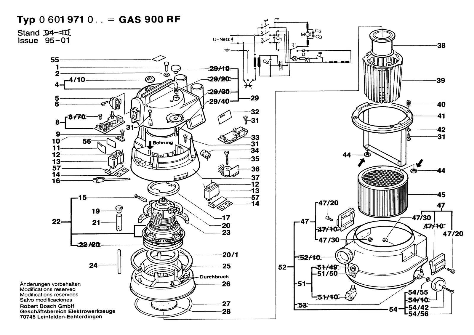 Bosch GAS 900 RF parts diagram, sheet 1
