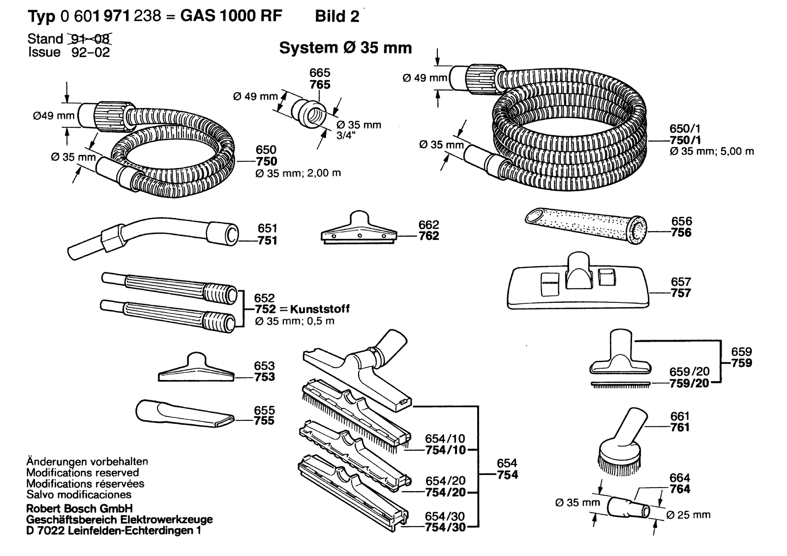 Bosch GAS 1000 RF parts diagram, sheet 2