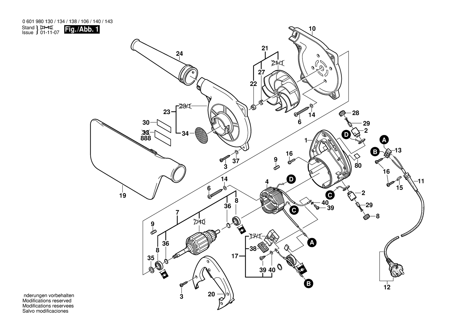 Bosch GBL 550 parts diagram, sheet 1