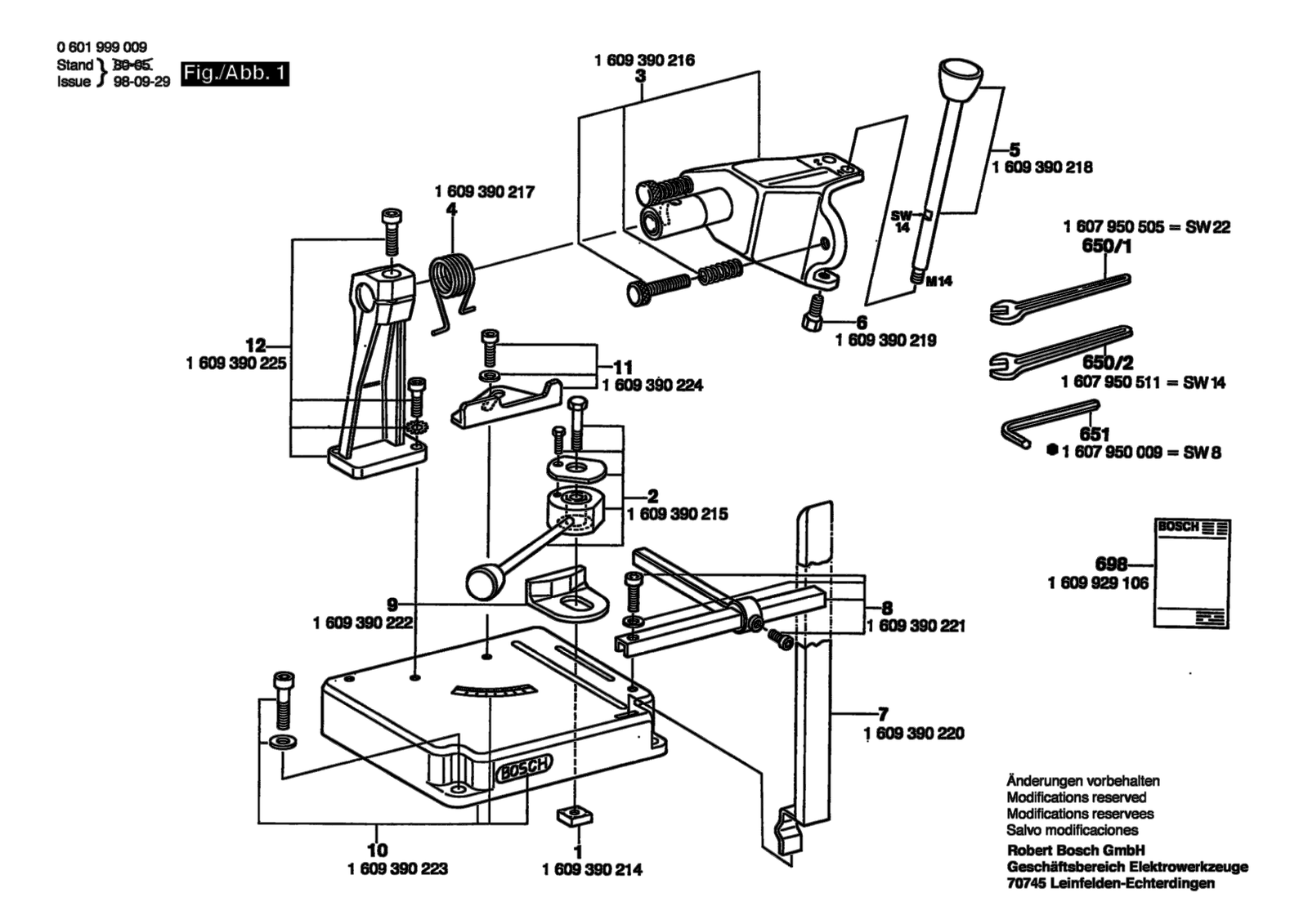 Bosch 0601999005 parts diagram, sheet 1