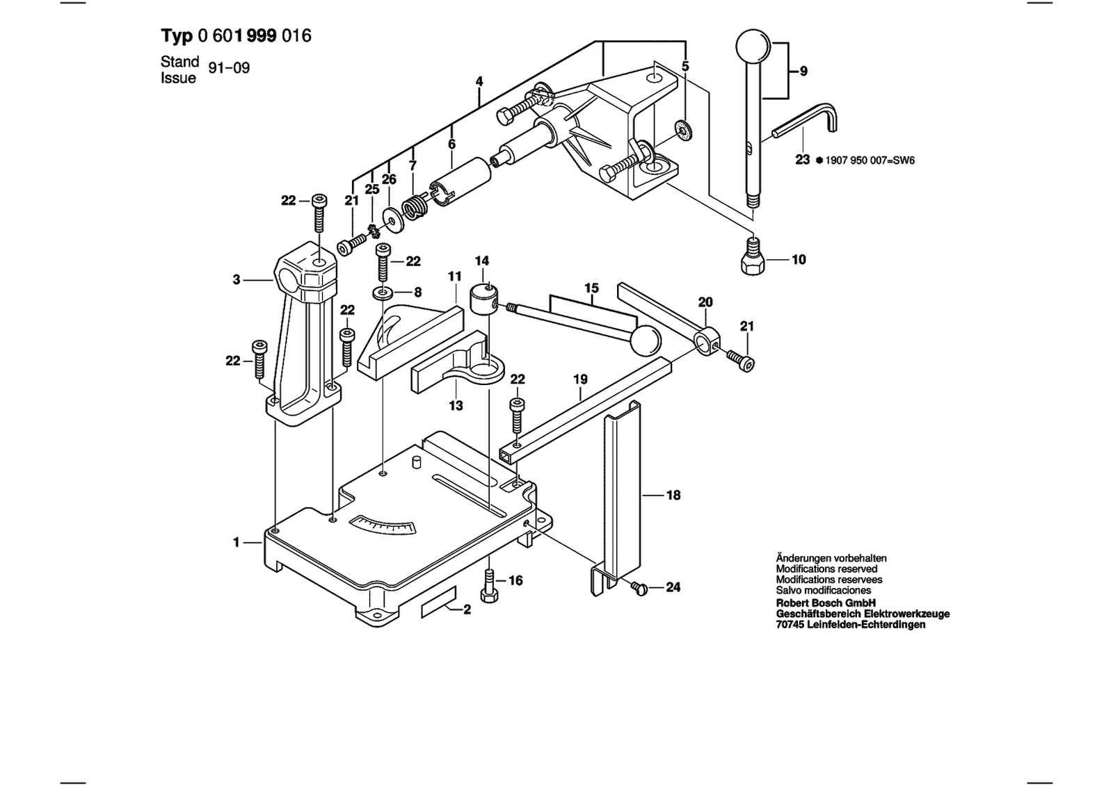 Bosch 0601999016 parts diagram, sheet 1
