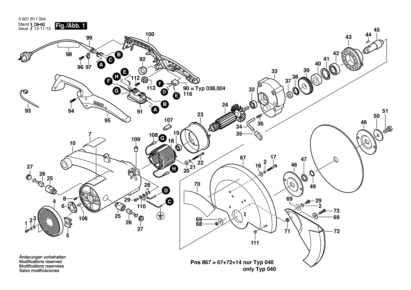 Bosch GCO 14-2 parts diagram, sheet 1