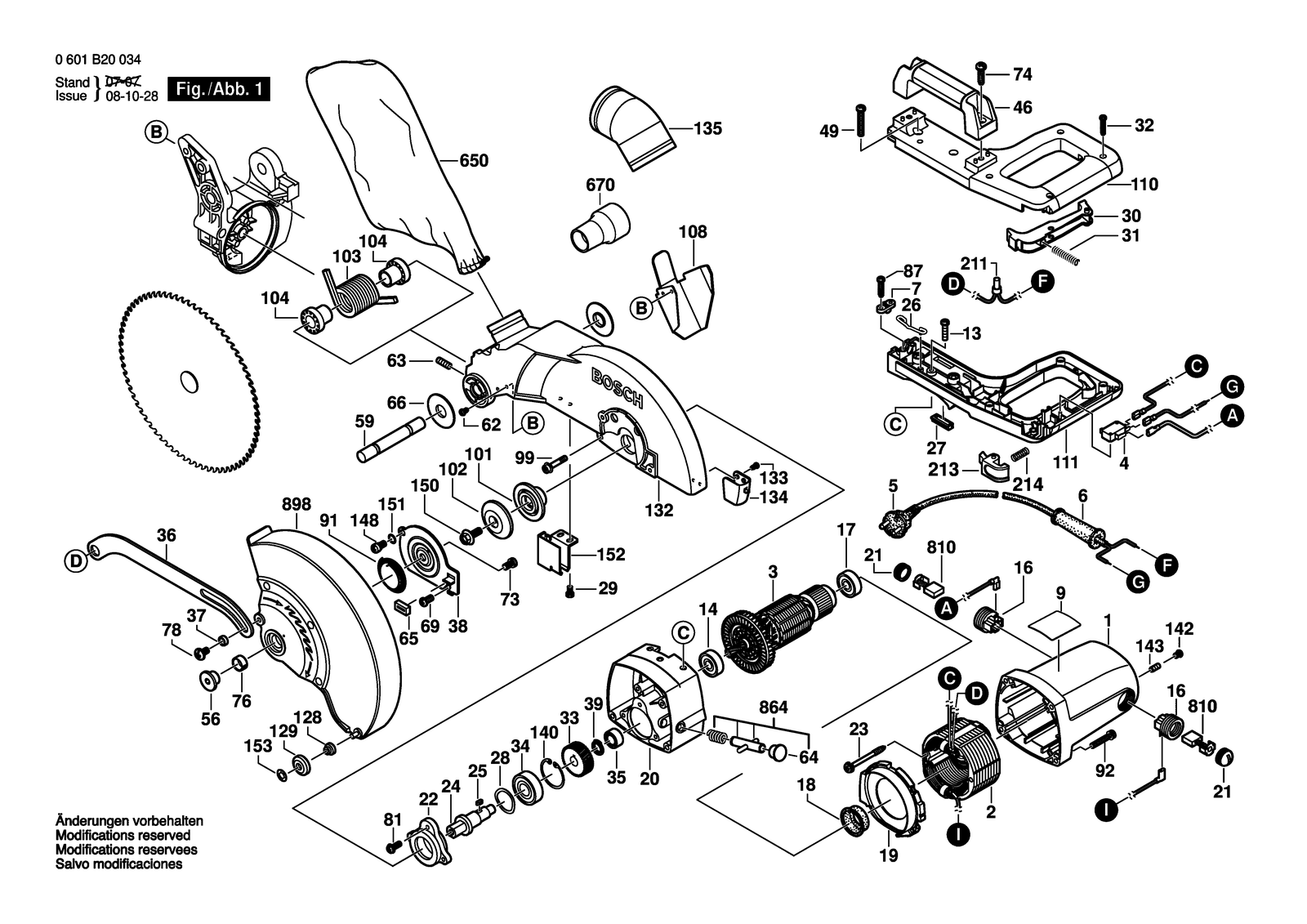 Bosch GCM 10 parts diagram, sheet 1