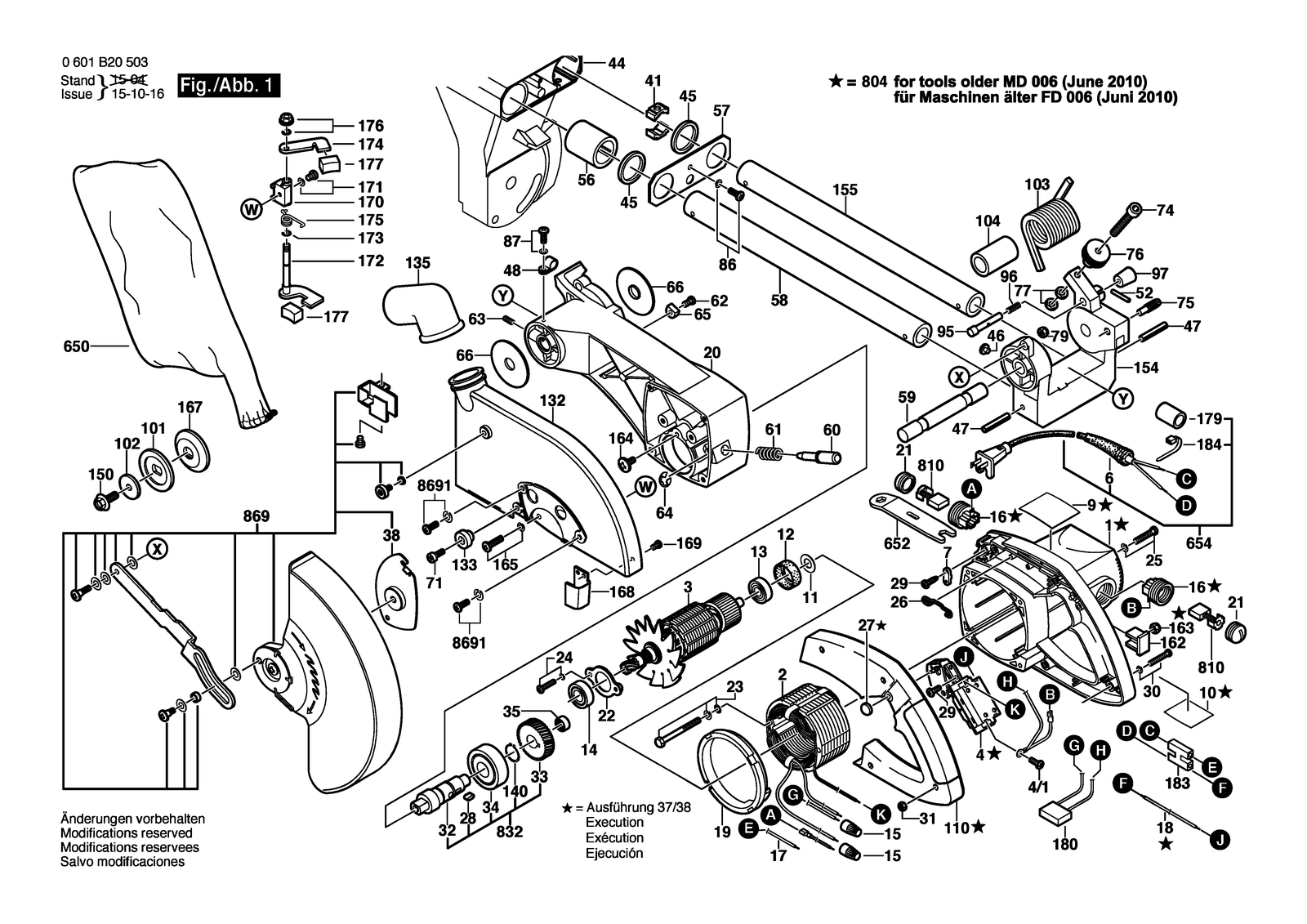 Bosch GCM 10 S parts diagram, sheet 1