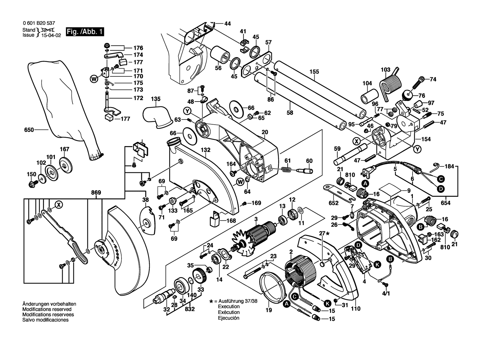 Bosch GCM 10 S parts diagram, sheet 1
