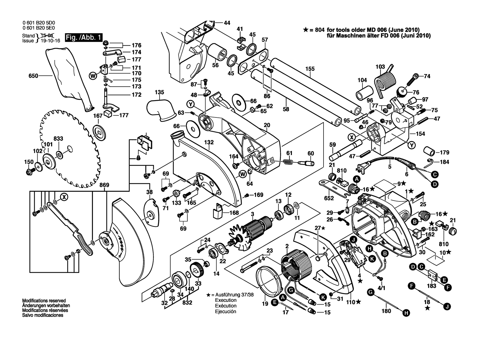 Bosch GCM 10 S parts diagram, sheet 1