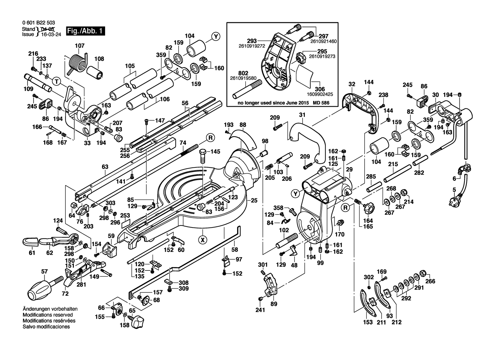 Bosch GCM 10 SD parts diagram, sheet 1