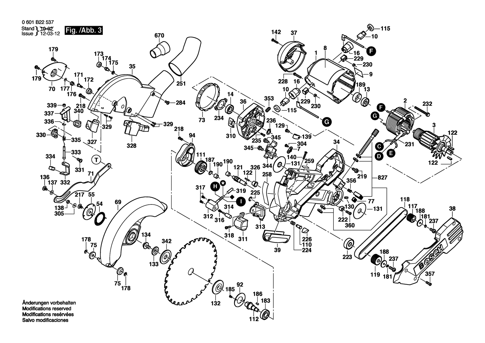 Bosch GCM 10 SD parts diagram, sheet 3