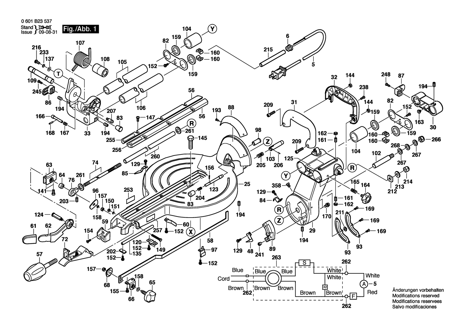 Bosch GCM 12 SD parts diagram, sheet 1