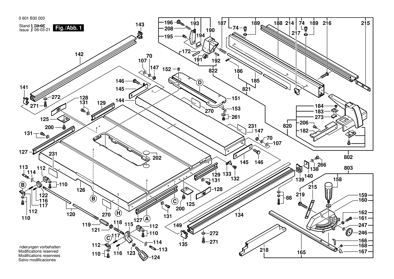 Bosch GTS 10 parts diagram, sheet 1