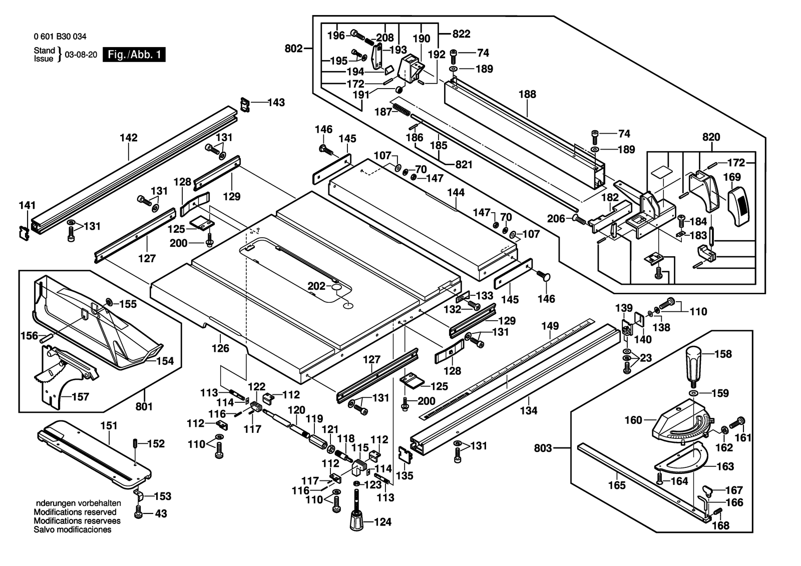 Bosch GTS 10 XC parts diagram, sheet 1