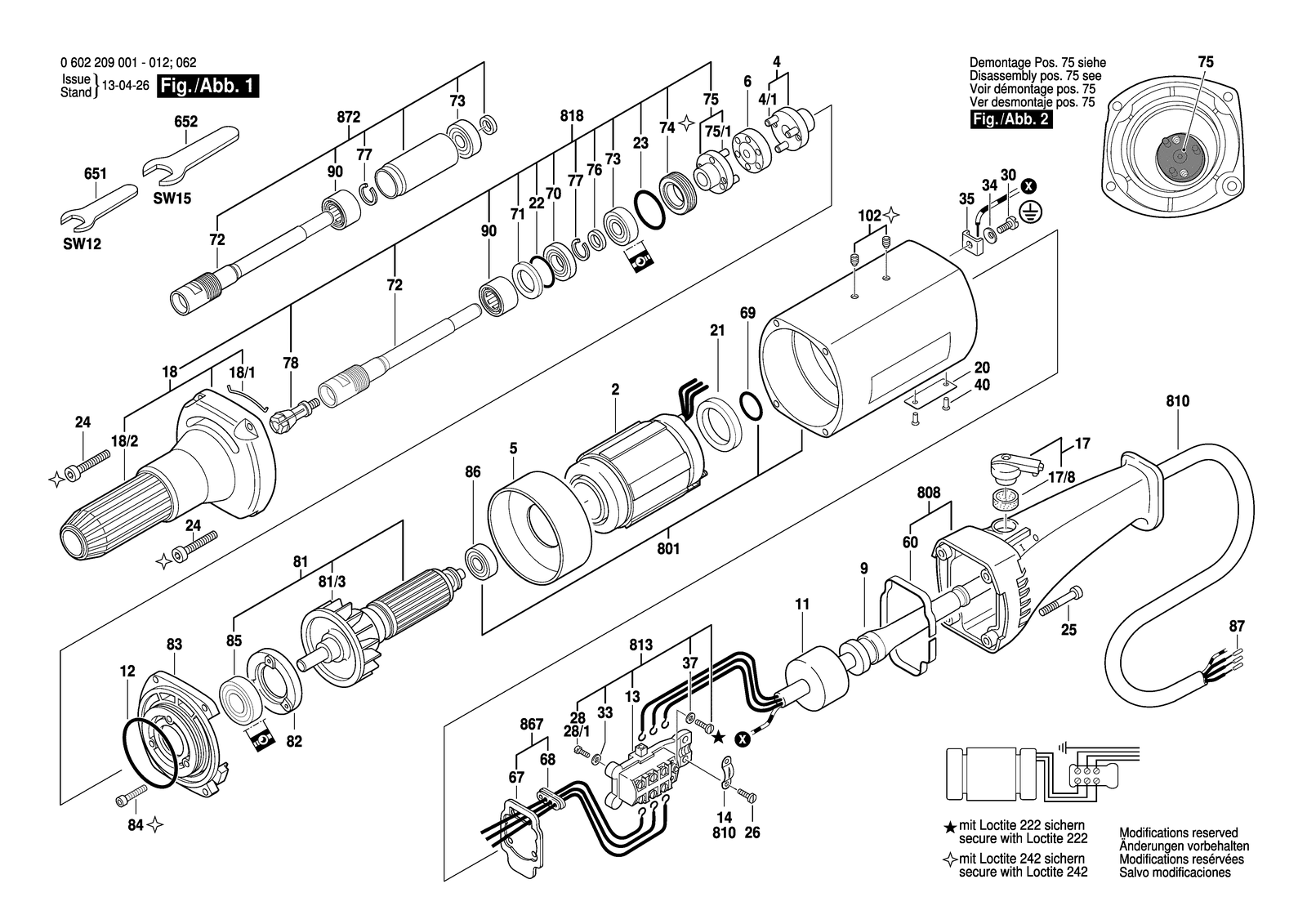 Bosch 0602209001 parts diagram, sheet 1