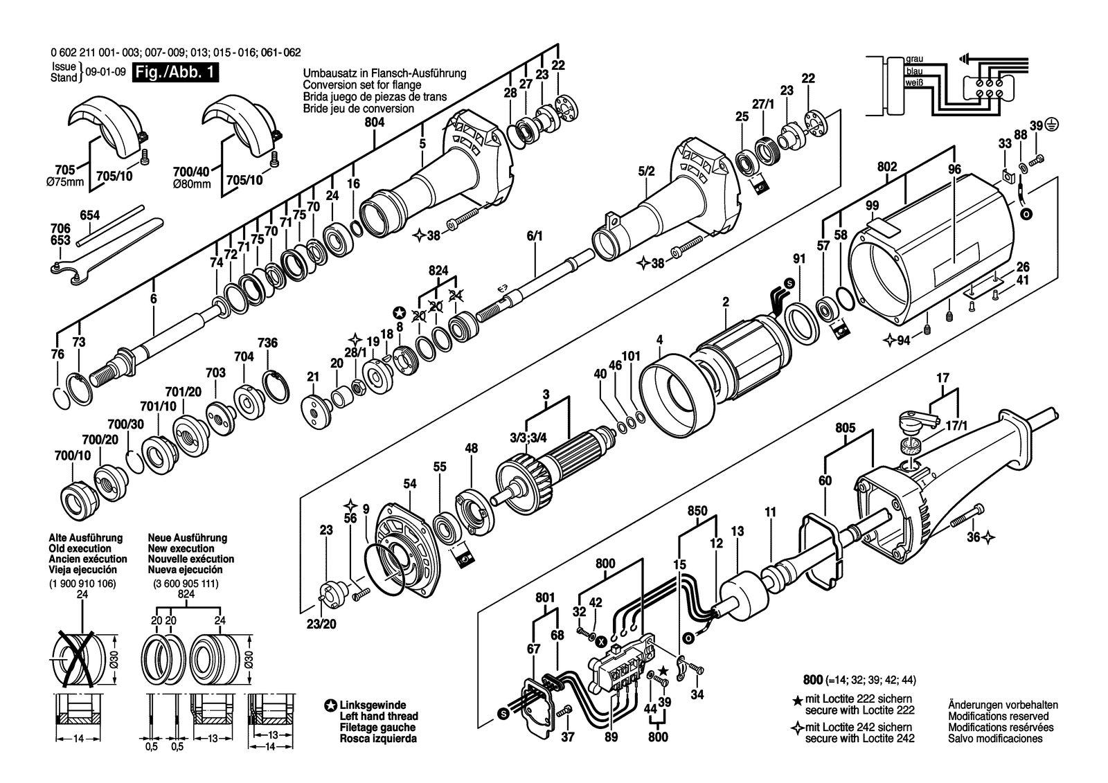 Bosch 0602211001 parts diagram, sheet 1