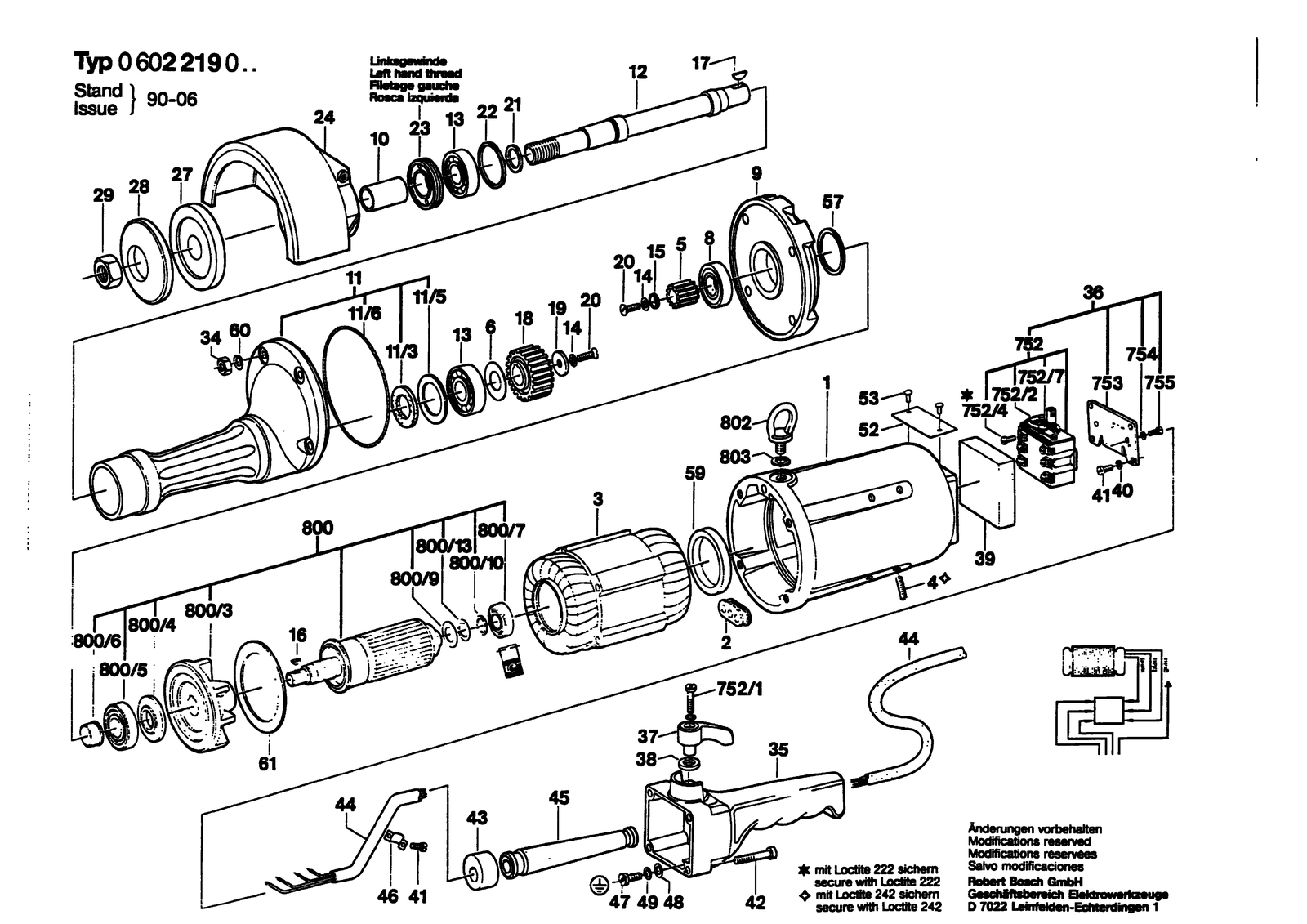 Bosch 0602219001 parts diagram, sheet 1