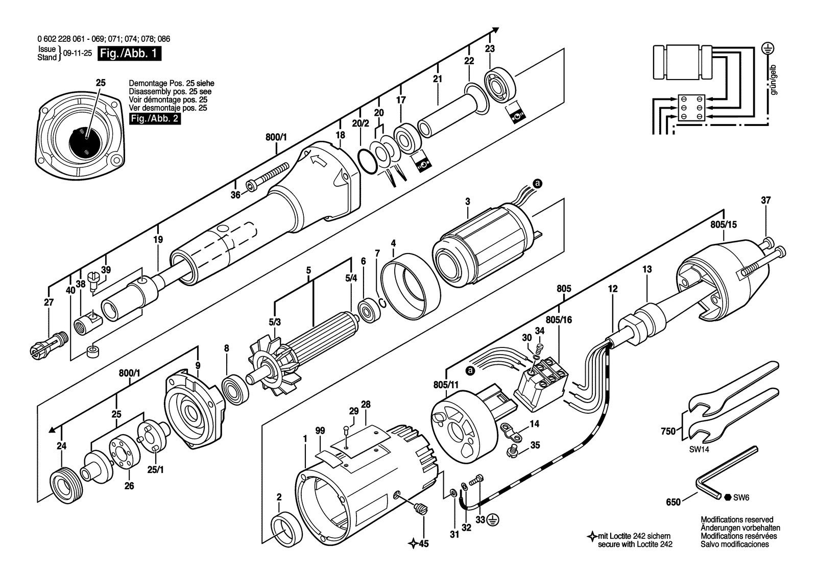 Bosch 0602228061 parts diagram, sheet 1