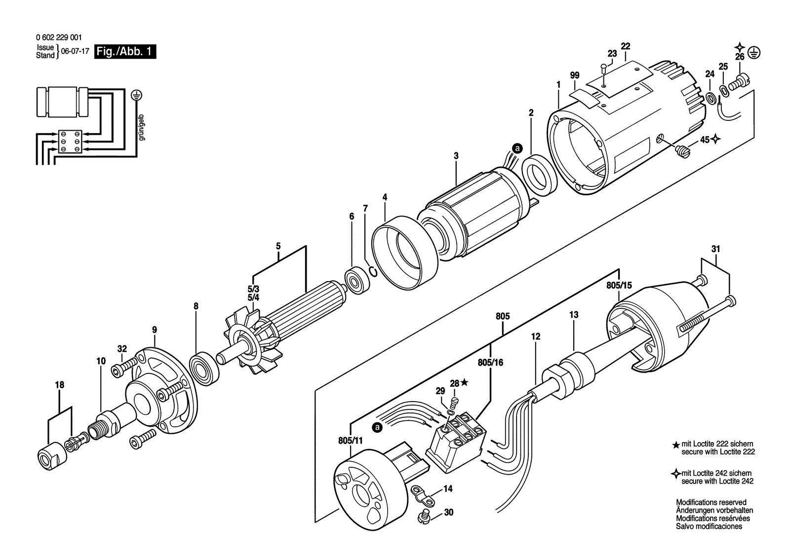 Bosch 0602229001 parts diagram, sheet 1