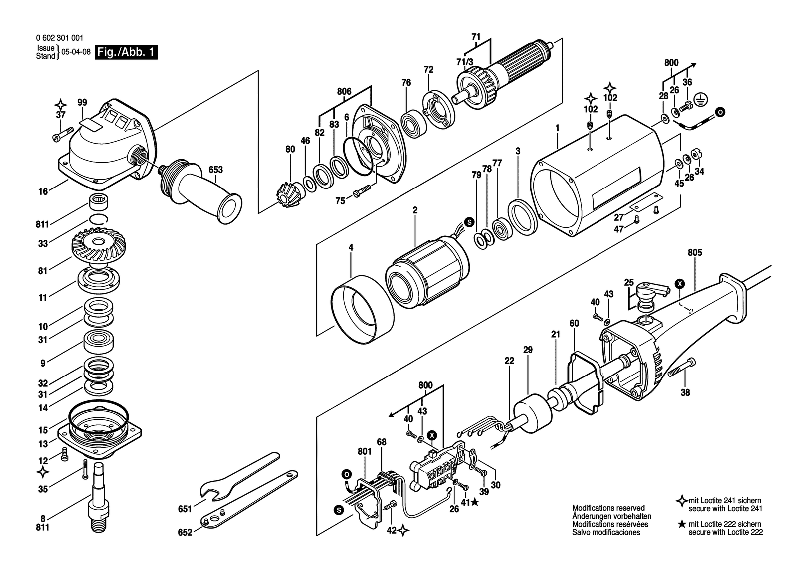 Bosch 0602301001 parts diagram, sheet 1