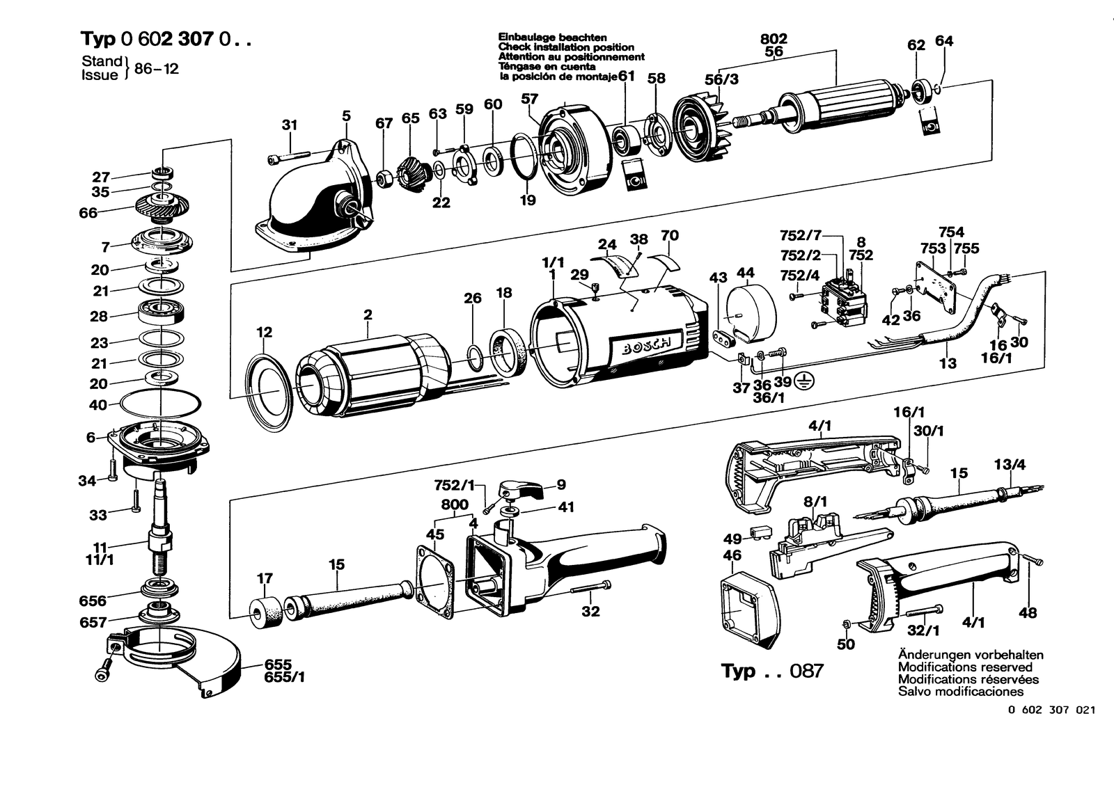 Bosch 0602307021 parts diagram, sheet 1
