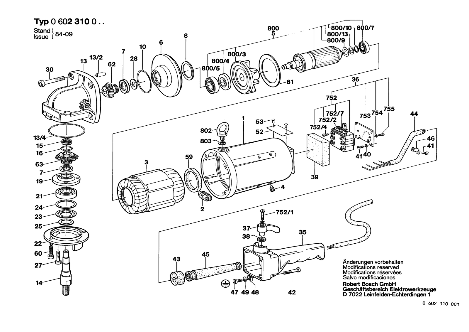Bosch 0602310001 parts diagram, sheet 1