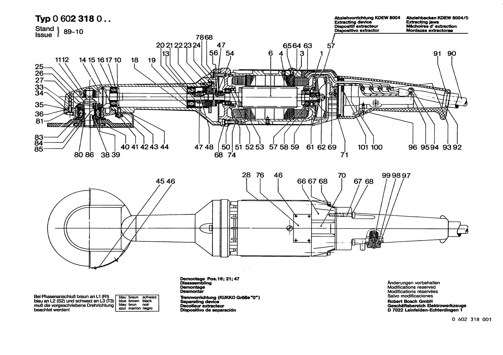 Bosch 0602318001 parts diagram, sheet 1