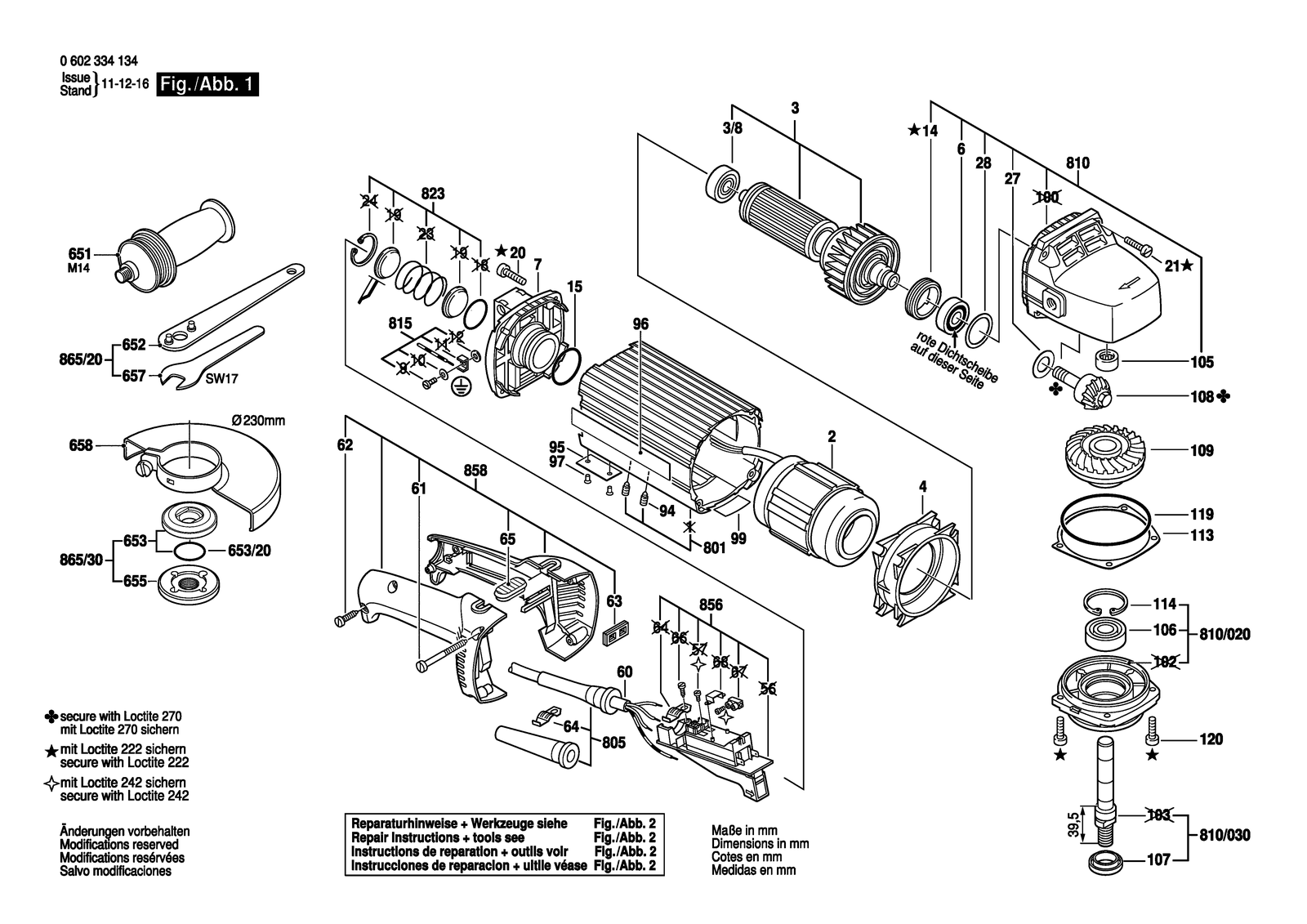 Bosch HWS 810/230 parts diagram, sheet 1