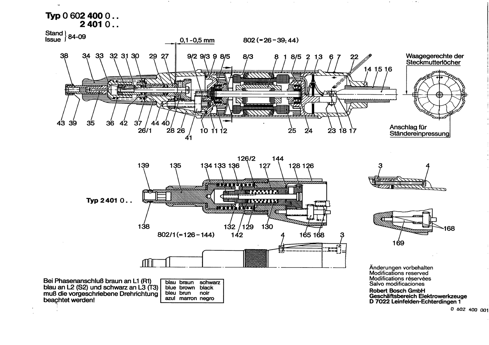 Bosch 0602400001 parts diagram, sheet 1