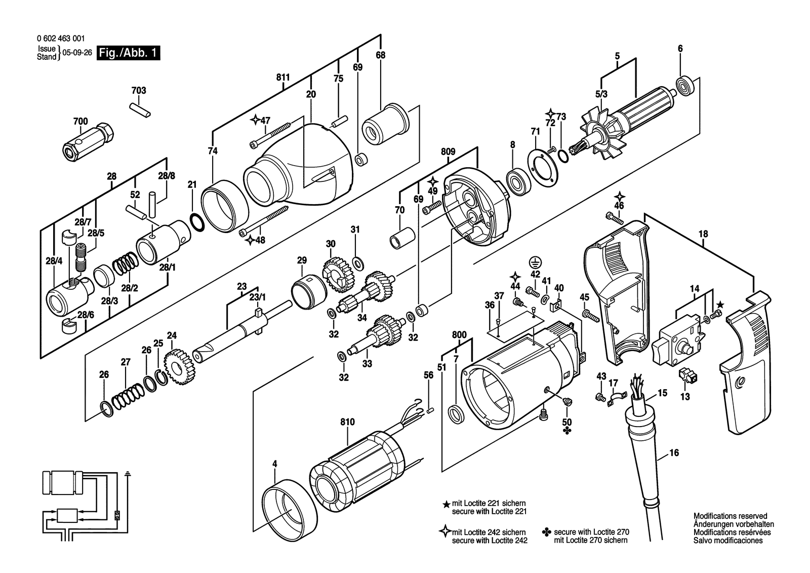 Bosch 0602463001 parts diagram, sheet 1