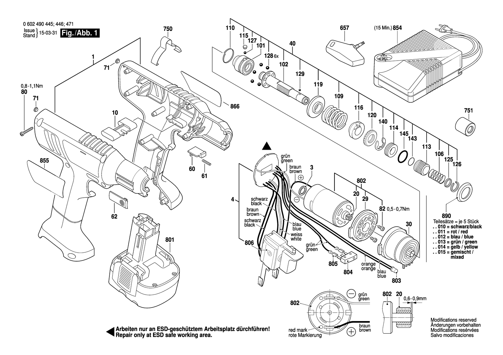 Bosch EXACT 1100 parts diagram, sheet 1