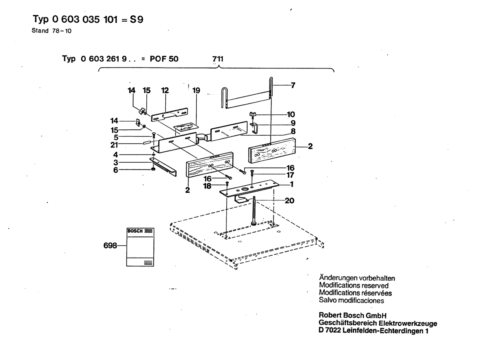 Bosch S 9 parts diagram, sheet 2