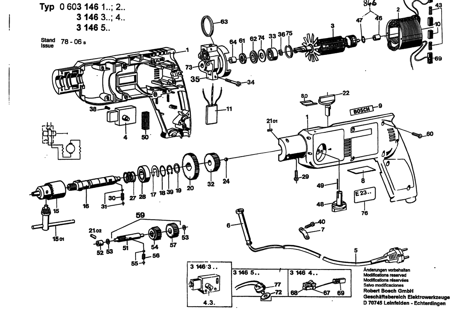 Bosch CSB 450-2E parts diagram, sheet 1