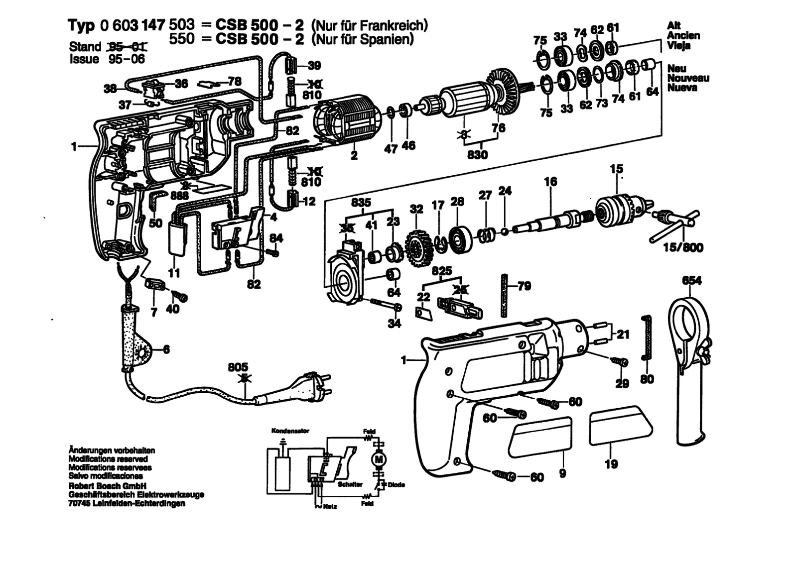 Bosch CSB 500-2 parts diagram, sheet 1