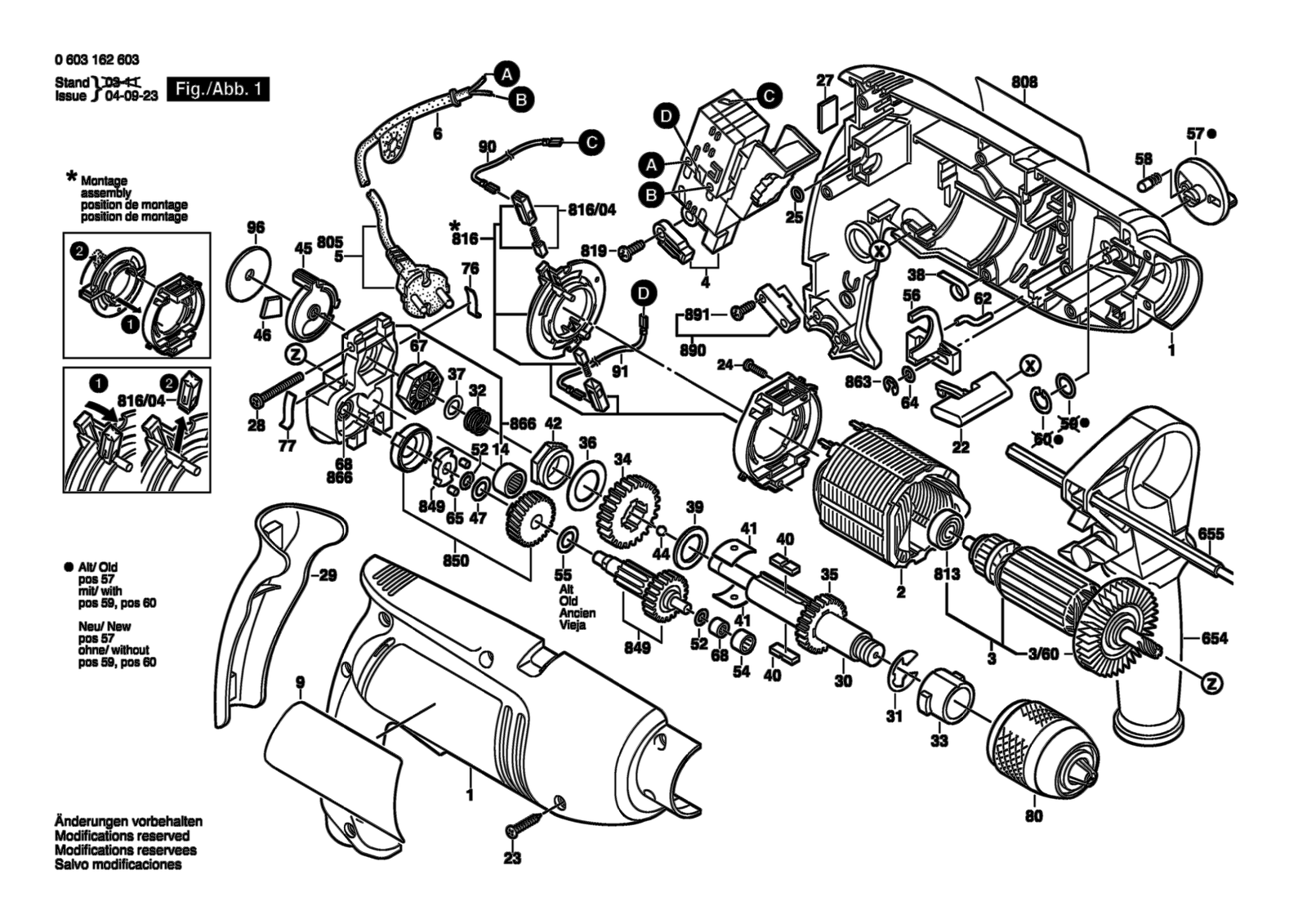 Bosch PSB 700-2 RE parts diagram, sheet 1